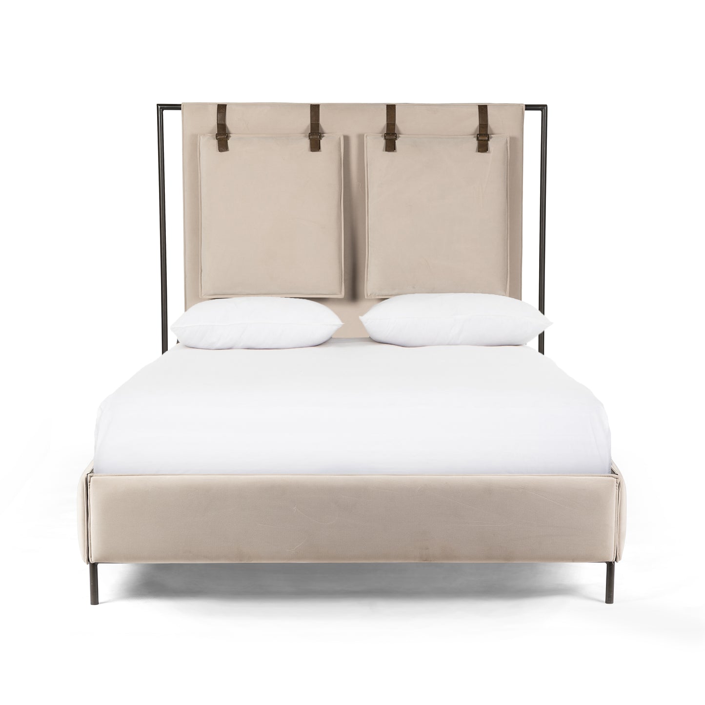Leigh Bed-Modern Velvet Sand-Queen