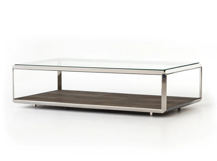 Shagreen Shadow Box Coffee Table-Steel