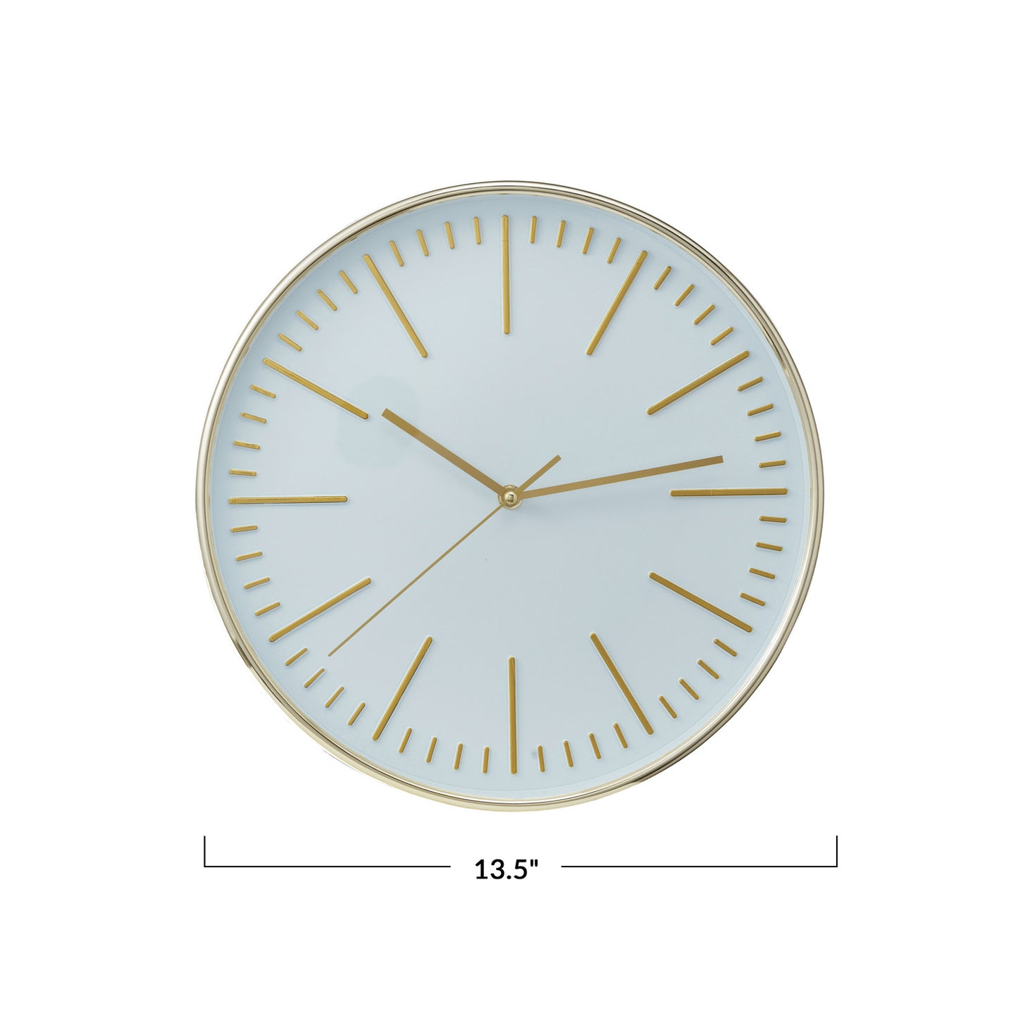 Plastic Wall Clock, White & Gold Finish