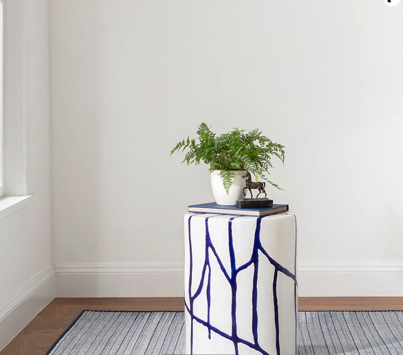 Herringbone Indigo/White Handwoven Indoor/Outdoor Rug