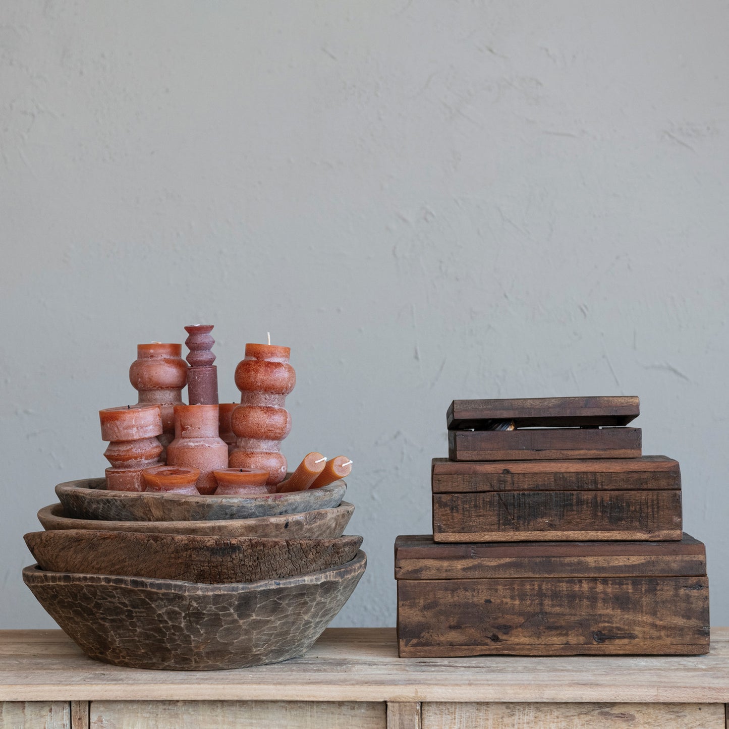 Reclaimed Wood Boxes, Set of 3