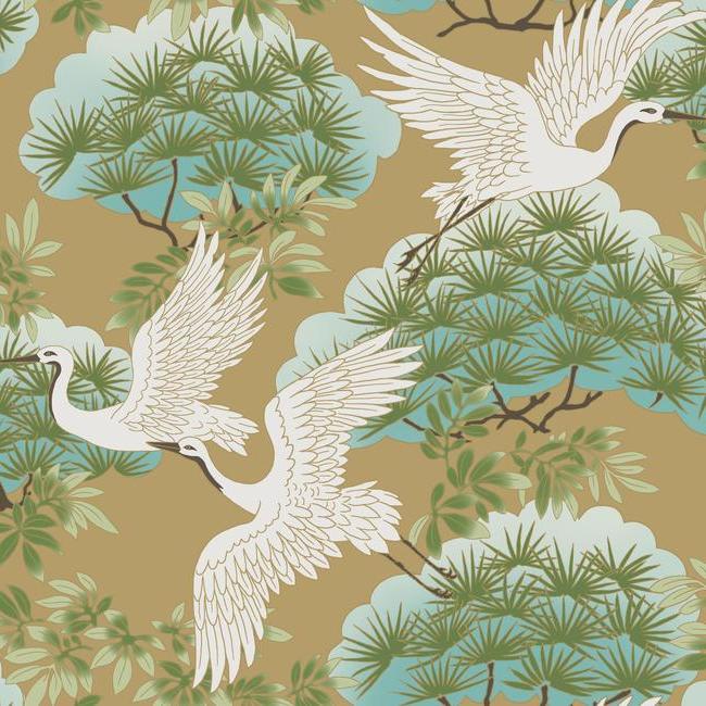 Sprig & Heron Wallpaper