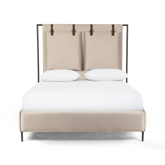Leigh Bed-Modern Velvet Sand-Queen