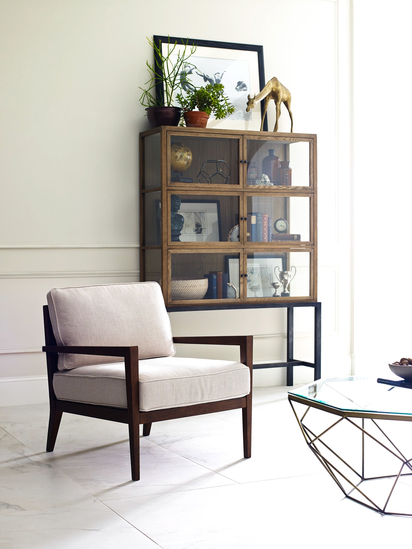 Spencer Curio Cabinet-Drifted Oak