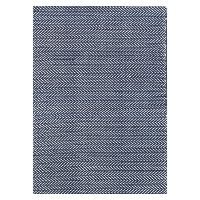 Herringbone Indigo/White Handwoven Indoor/Outdoor Rug