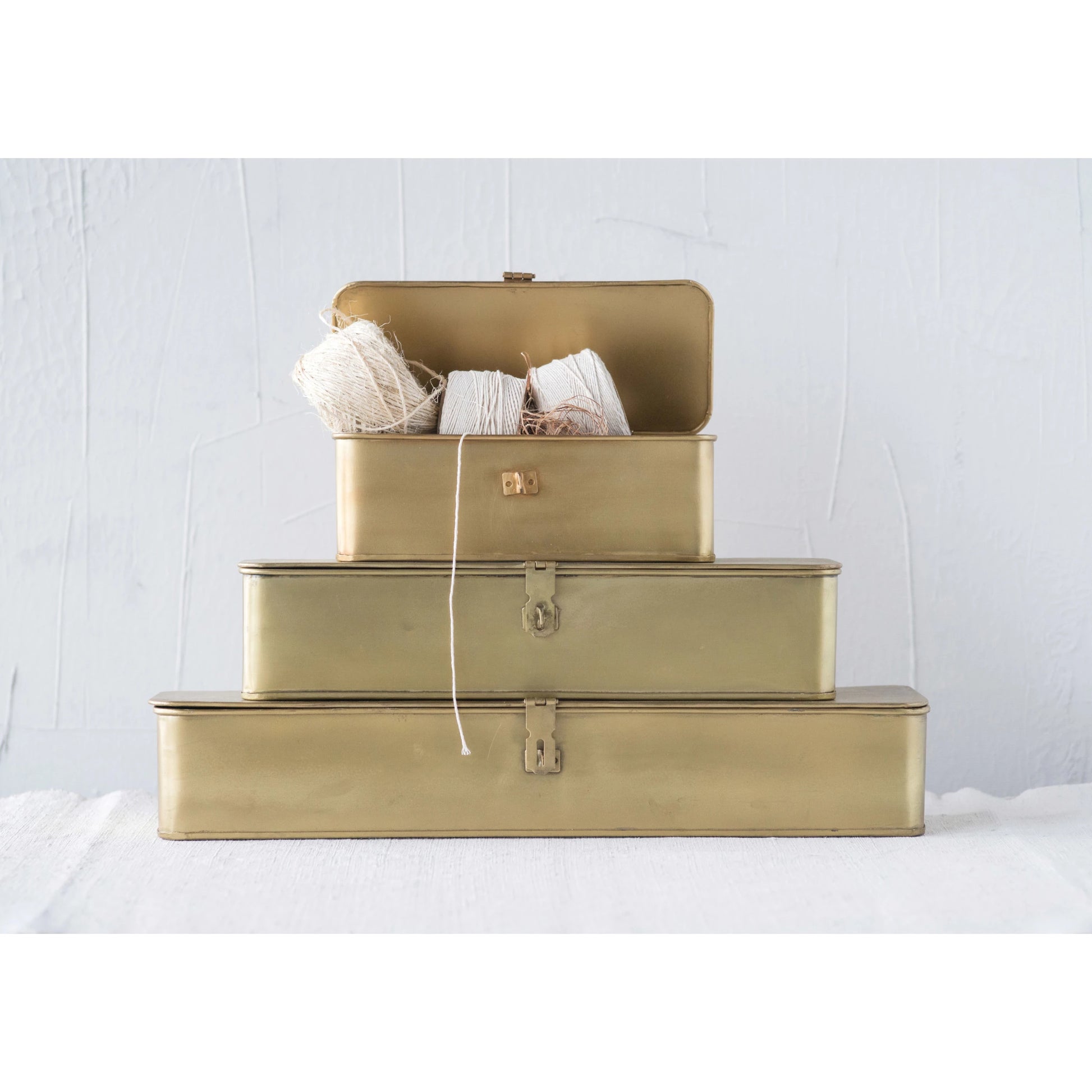 Decorative Metal Boxes, Brass Finish, Set of 3 – Astonishing Home ...