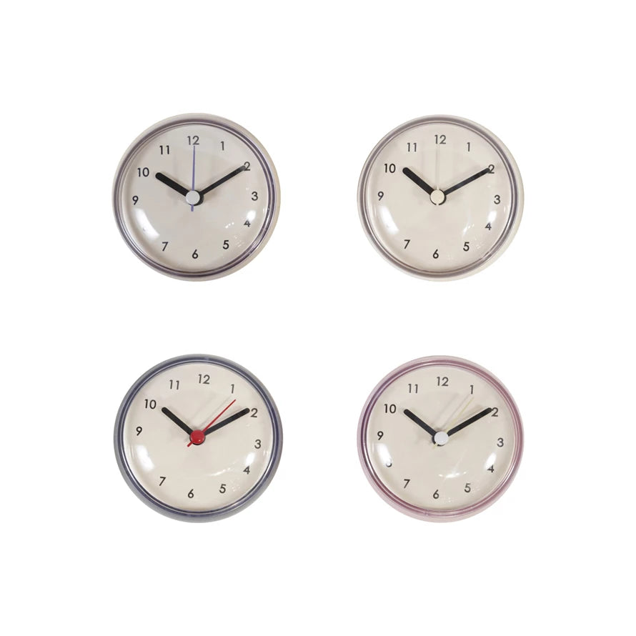 Plastic Clock with Suction Cup, 4 Colors