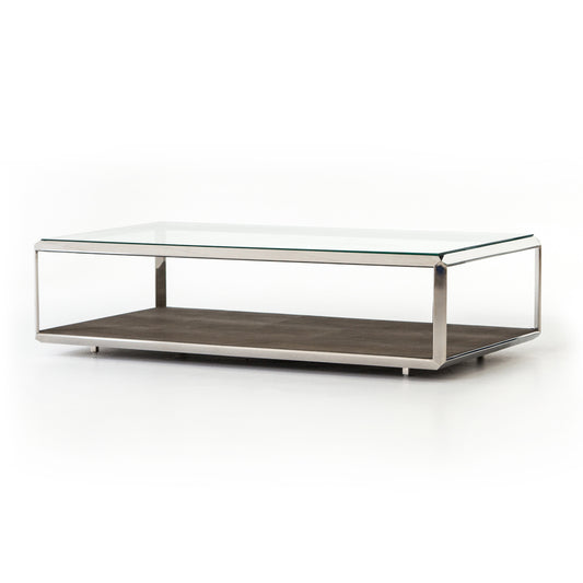 Shagreen Shadow Box Coffee Table-Steel